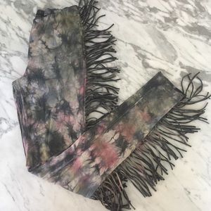 Topshop Tie Dye Fringed Leggings